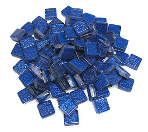Softglassteine 10x10mm 200g Glitter blau